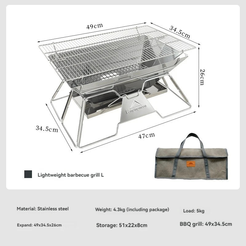 Folding Portable Stainless Steel Camping Grill